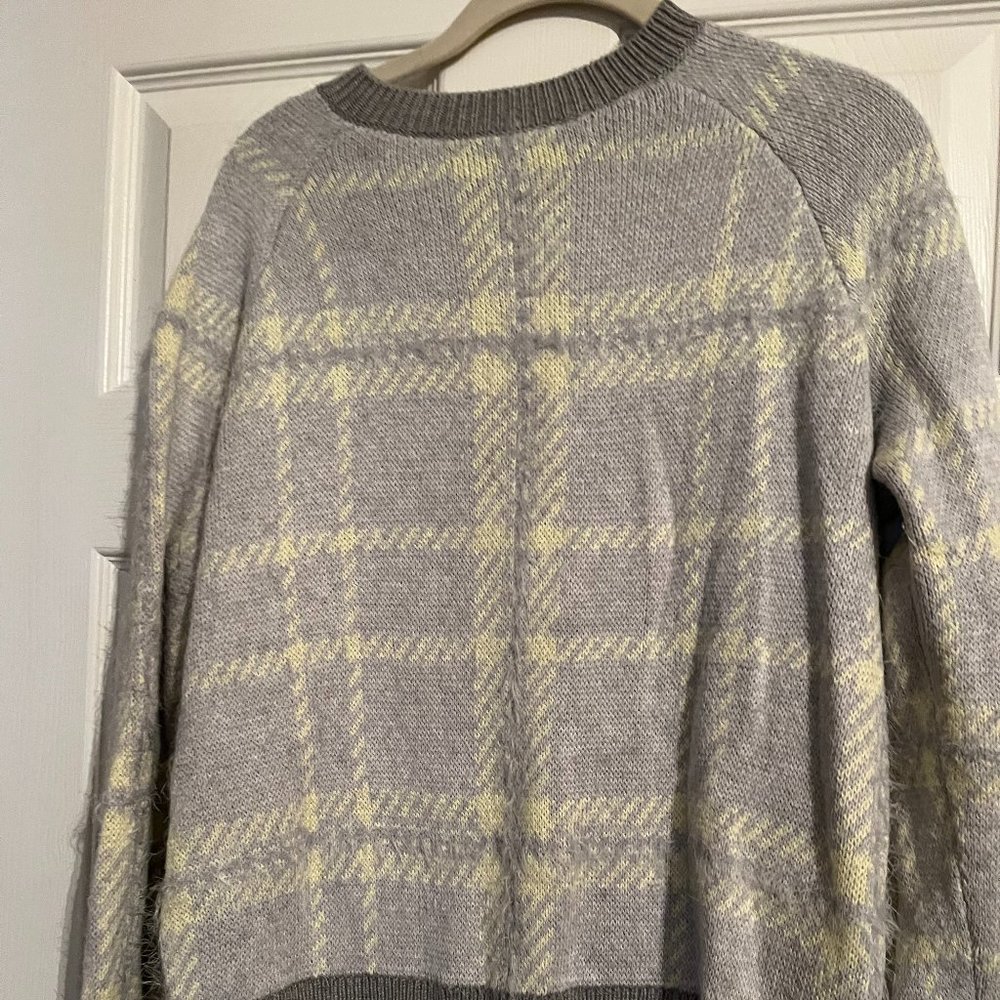 Banana Republic Yellow/Gray Plaid Fuzzy Sweater
